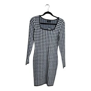 Tolie & Joy Houndstooth‎ Square Neck Long Sleeve Knit Dress Size L